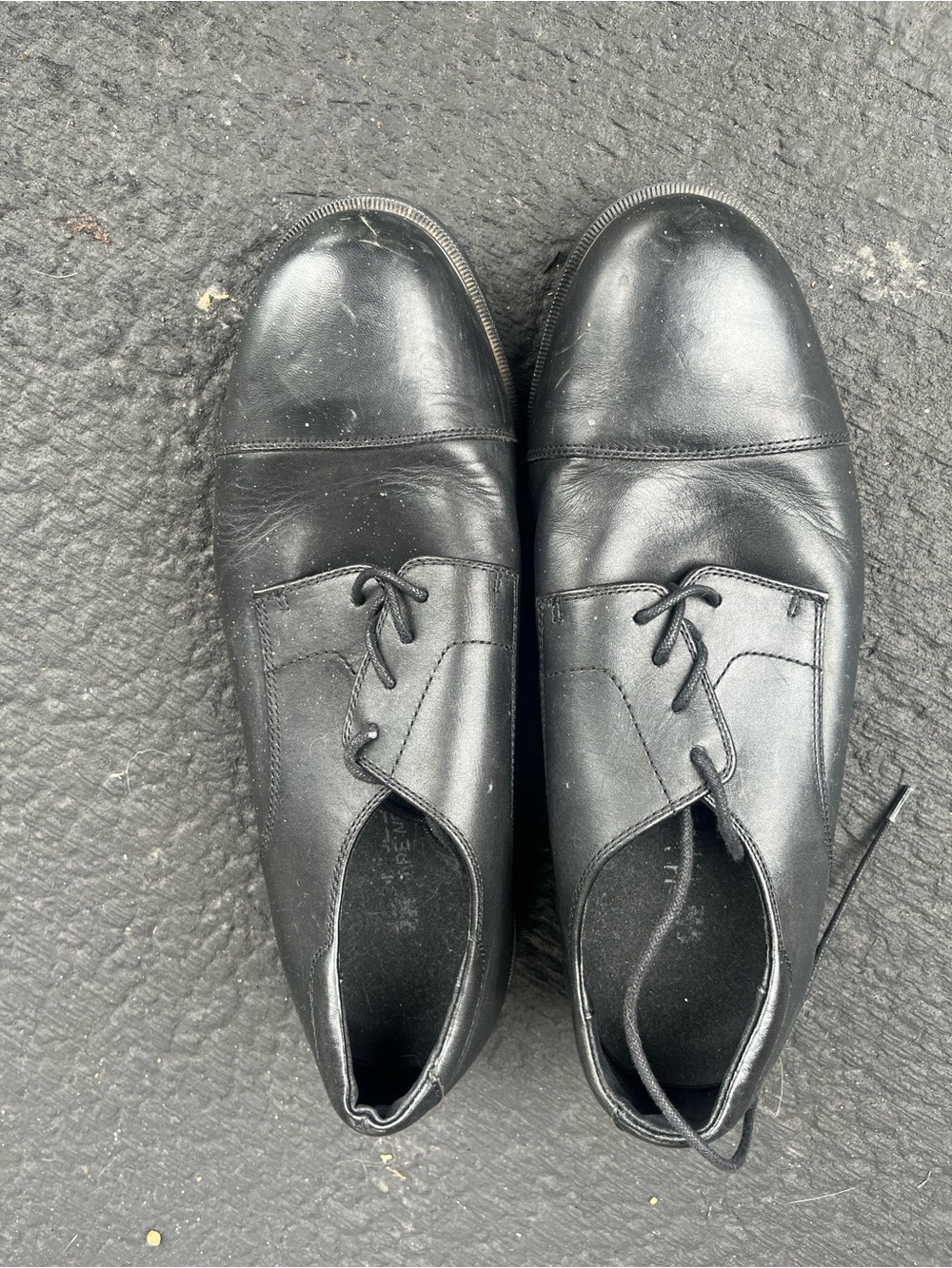 Shoes For Crews Black Leather Cap-Toe Derby Oxfords
